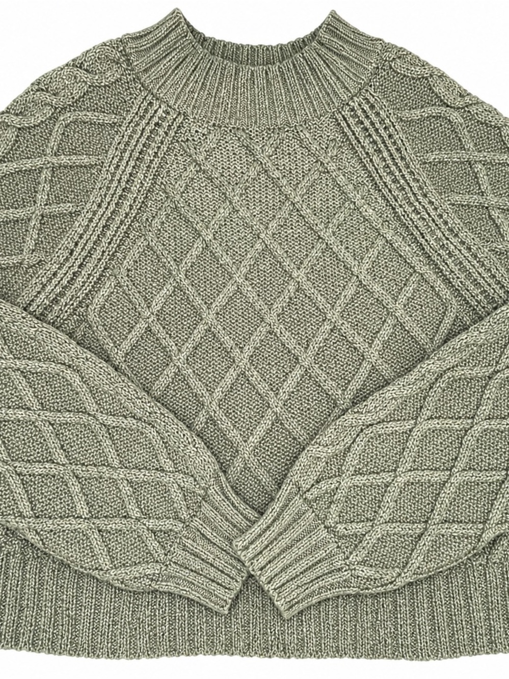 American Eagle Outfitters Sage Green Cable Knit Turtleneck Sweater